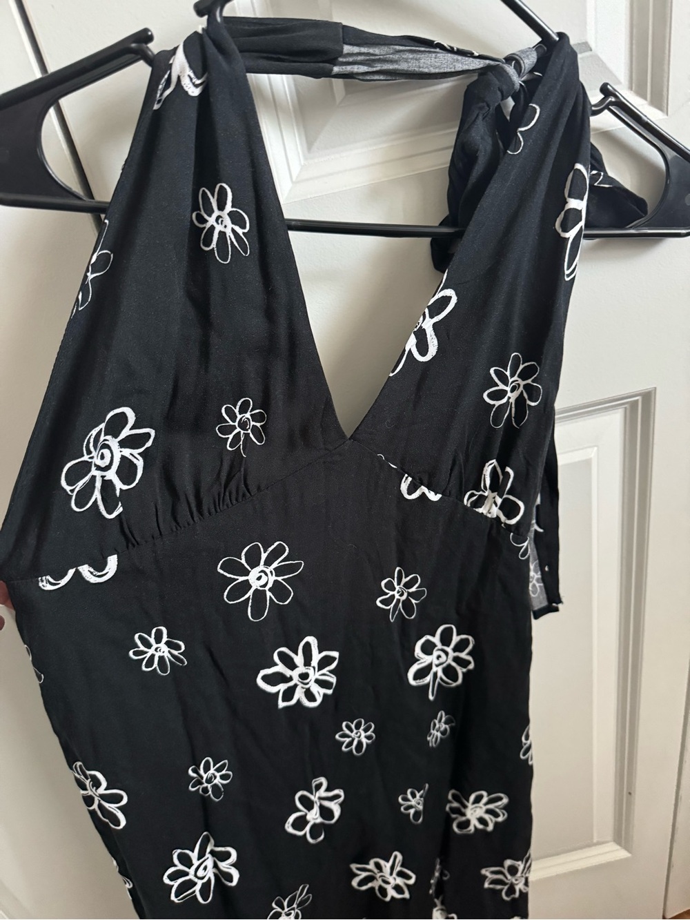 La Hearts Black Halter Top Dress with White Floral Print - Picture 2 of 7